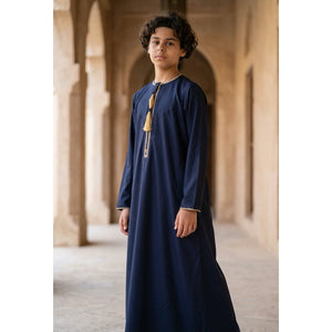 TT-003 - Boy's Emirati Omani Gold Tassel Embroidery Thobe-TruClothing