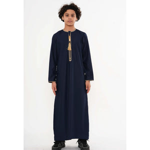 TT-003 - Boy's Emirati Omani Gold Tassel Embroidery Thobe-TruClothing