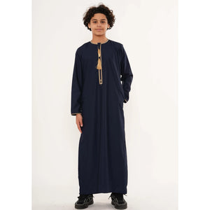 TT-003 - Boy's Emirati Omani Gold Tassel Embroidery Thobe-TruClothing
