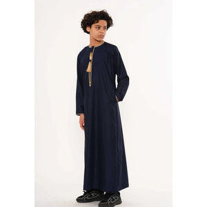 TT-003 - Boy's Emirati Omani Gold Tassel Embroidery Thobe-TruClothing