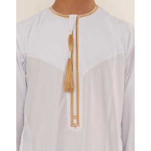 TT-003 - Boy's Emirati Omani Gold Tassel Embroidery Thobe-TruClothing