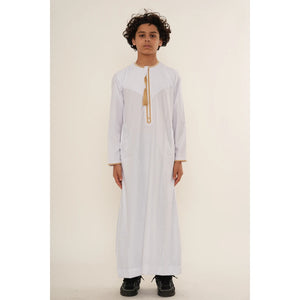 TT-003 - Boy's Emirati Omani Gold Tassel Embroidery Thobe-TruClothing