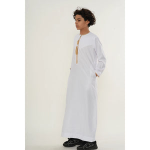 TT-003 - Boy's Emirati Omani Gold Tassel Embroidery Thobe-TruClothing