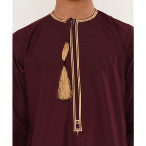 TT-003 - Boy's Emirati Omani Gold Tassel Embroidery Thobe-TruClothing