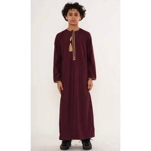 TT-003 - Boy's Emirati Omani Gold Tassel Embroidery Thobe-TruClothing