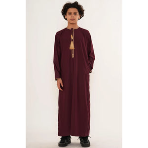 TT-003 - Boy's Emirati Omani Gold Tassel Embroidery Thobe-TruClothing
