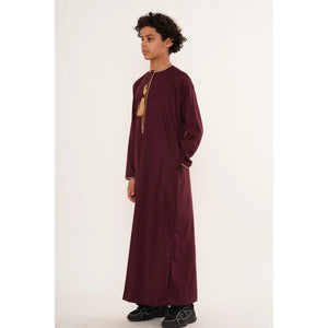 TT-003 - Boy's Emirati Omani Gold Tassel Embroidery Thobe-TruClothing