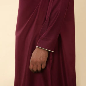 TT-003 - Men's Wine Emirati Omani Tassel Embroidery Thobe-TruClothing