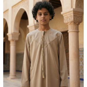 TT-007 - Boy's Emirati Omani Gold Embroidery Thobe-TruClothing