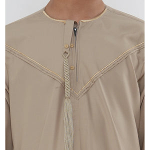 TT-007 - Boy's Emirati Omani Gold Embroidery Thobe-TruClothing