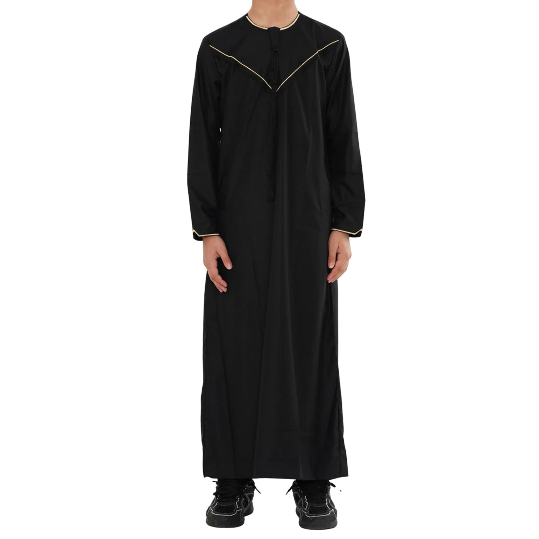 TT-007 - Boy's Emirati Omani Gold Embroidery Thobe-TruClothing
