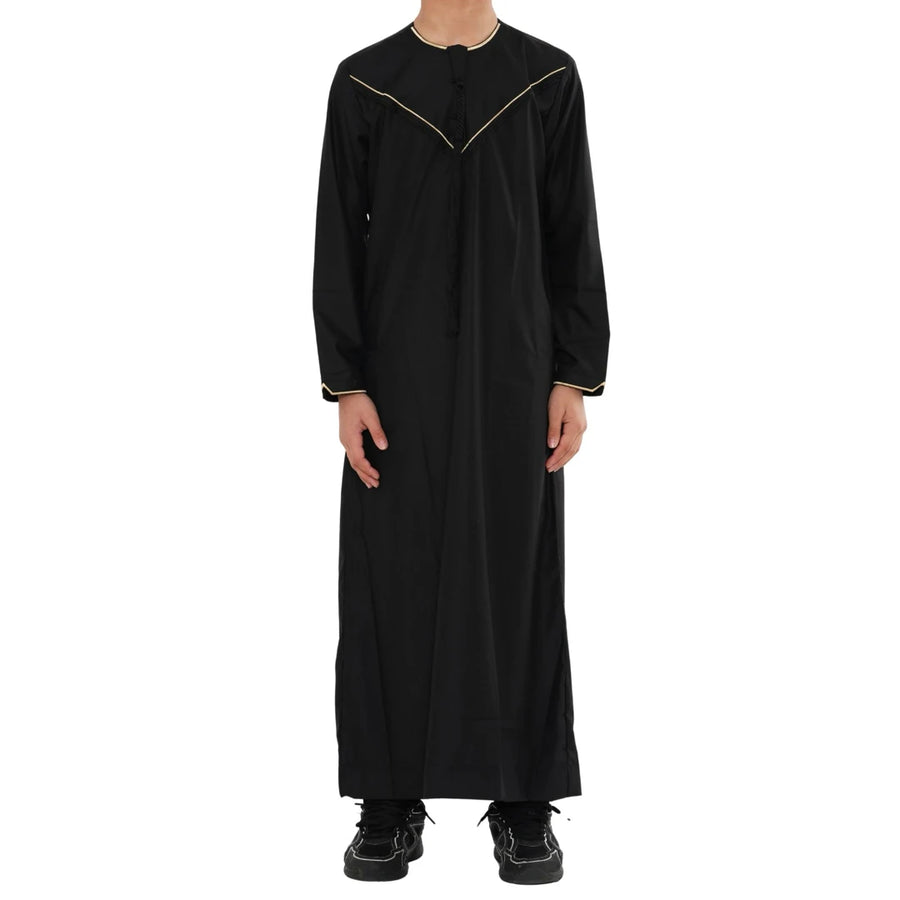 TT-007 - Boy's Emirati Omani Gold Embroidery Thobe-TruClothing