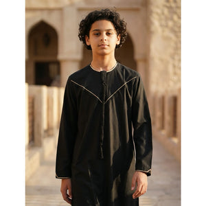 TT-007 - Boy's Emirati Omani Gold Embroidery Thobe-TruClothing