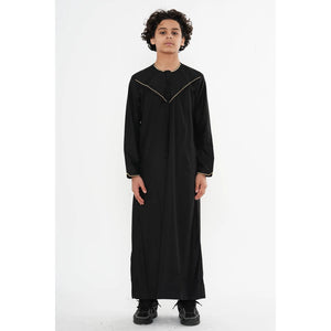 TT-007 - Boy's Emirati Omani Gold Embroidery Thobe-TruClothing