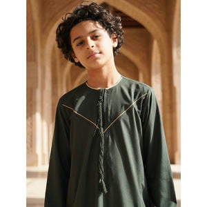 TT-007 - Boy's Emirati Omani Gold Embroidery Thobe-TruClothing