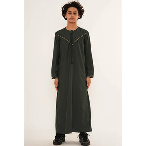 TT-007 - Boy's Emirati Omani Gold Embroidery Thobe-TruClothing