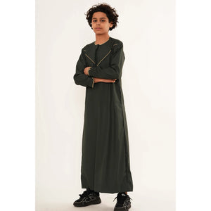 TT-007 - Boy's Emirati Omani Gold Embroidery Thobe-TruClothing
