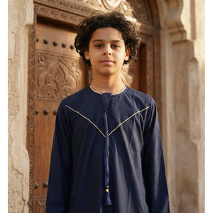 TT-007 - Boy's Emirati Omani Gold Embroidery Thobe-TruClothing