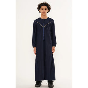 TT-007 - Boy's Emirati Omani Gold Embroidery Thobe-TruClothing