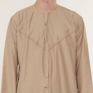 TT-007 - Men's Emirati Omani Gold Embroidery Thobe-TruClothing