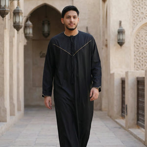 TT-007 - Men's Emirati Omani Gold Embroidery Thobe-TruClothing