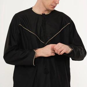 TT-007 - Men's Emirati Omani Gold Embroidery Thobe-TruClothing