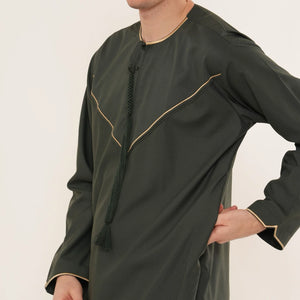 TT-007 - Men's Emirati Omani Gold Embroidery Thobe-TruClothing