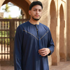 TT-007 - Men's Emirati Omani Gold Embroidery Thobe-TruClothing