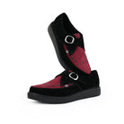 Pointed Creeper Black Burgundy Suede Monk Platform Shoes-TruClothing