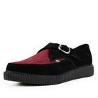 Pointed Creeper Black Burgundy Suede Monk Platform Shoes-TruClothing