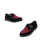 Pointed Creeper Black Burgundy Suede Monk Platform Shoes-TruClothing