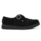 Pointed Creeper Black Suede Monk Buckle Platform Shoes-TruClothing