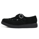Pointed Creeper Black Suede Monk Buckle Platform Shoes-TruClothing