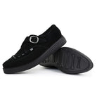 Pointed Creeper Black Suede Monk Buckle Platform Shoes-TruClothing