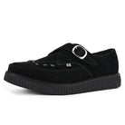 Pointed Creeper Black Suede Monk Buckle Platform Shoes-TruClothing