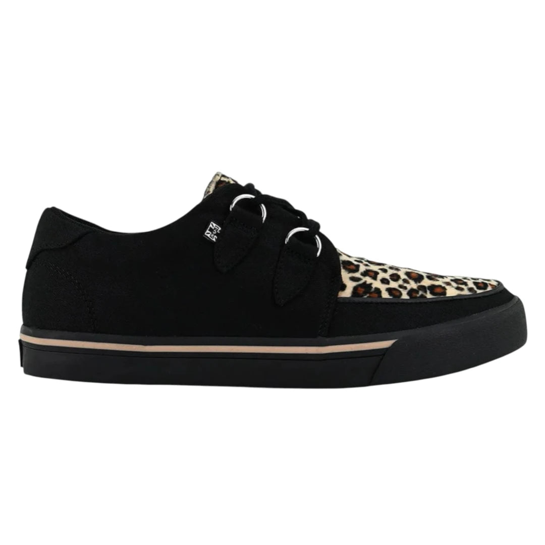 Pointed Creeper Sneaker Black Leopard Canvas Platform Shoes-TruClothing