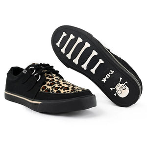 Pointed Creeper Sneaker Black Leopard Canvas Platform Shoes-TruClothing