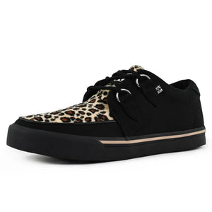Pointed Creeper Sneaker Black Leopard Canvas Platform Shoes-TruClothing