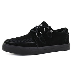 Pointed Creeper Sneaker Black Suede Platform Shoes-TruClothing