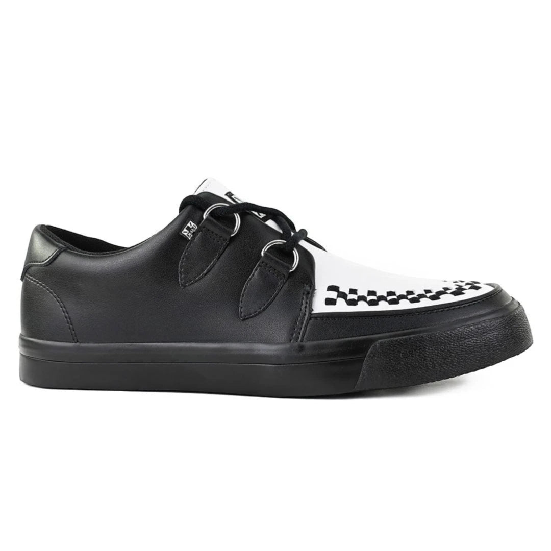 Pointed Creeper Sneaker Black White Leather Platform Shoes-TruClothing