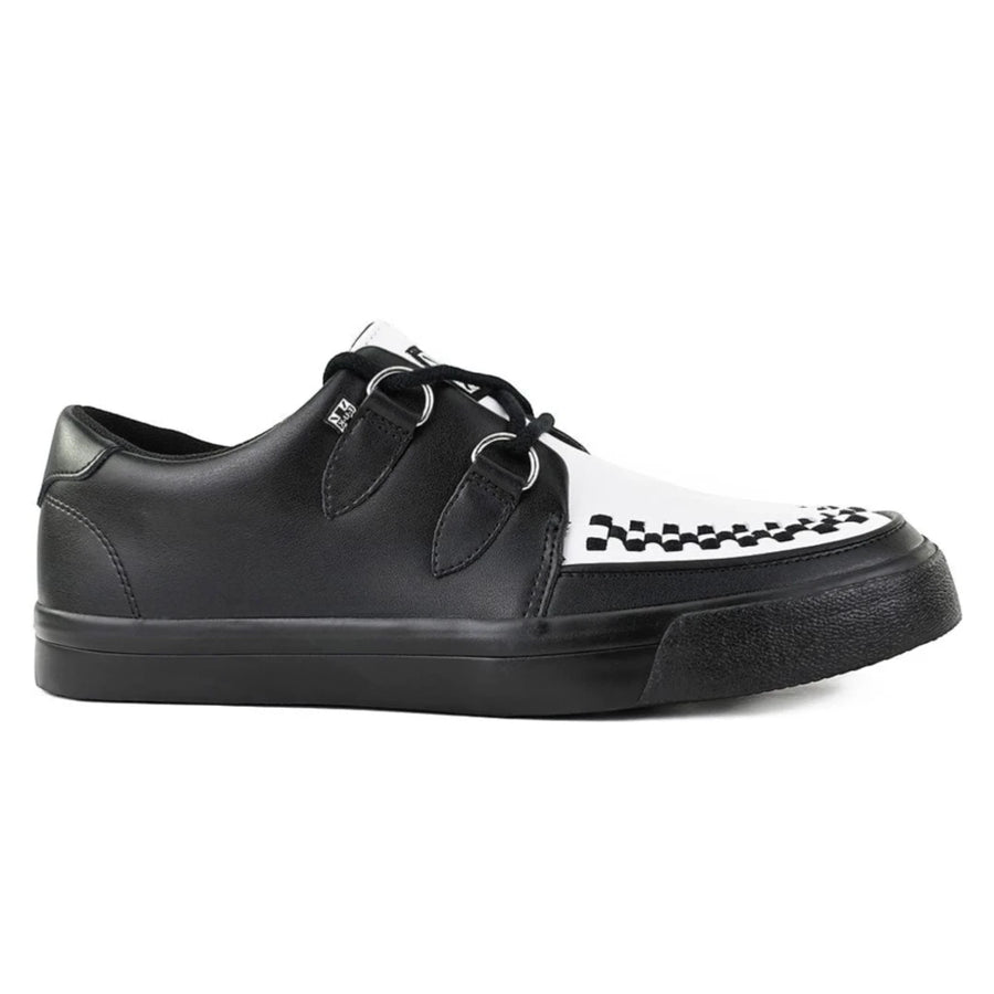 Pointed Creeper Sneaker Black White Leather Platform Shoes-TruClothing