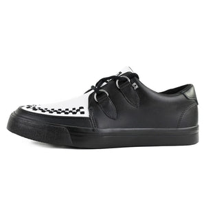 Pointed Creeper Sneaker Black White Leather Platform Shoes-TruClothing