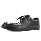 Pointed Creeper Sneaker Black White Leather Platform Shoes-TruClothing