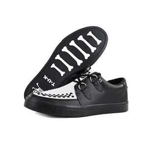 Pointed Creeper Sneaker Black White Leather Platform Shoes-TruClothing