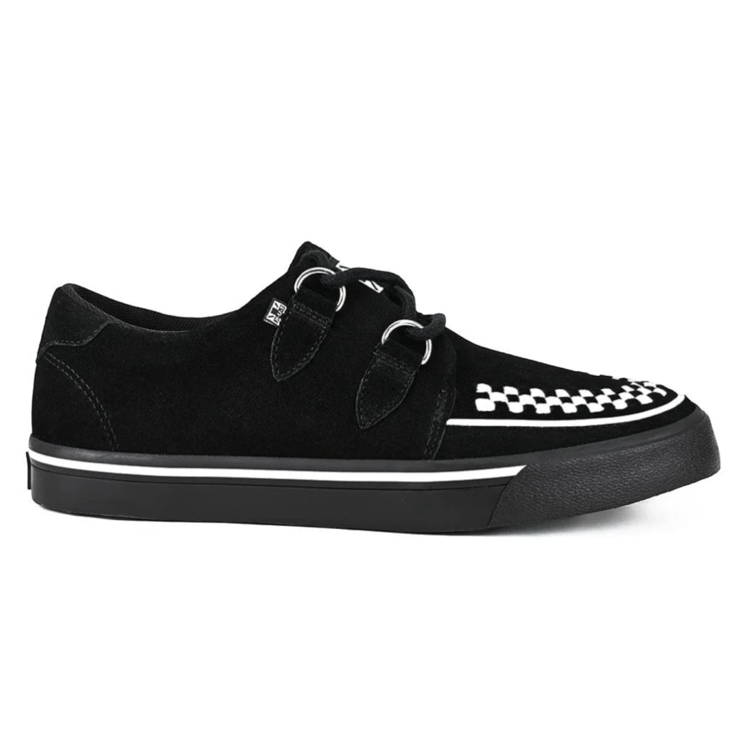 Pointed Creeper Sneaker Black White Suede Platform Shoes-TruClothing
