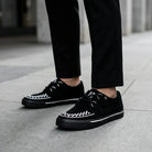 Pointed Creeper Sneaker Black White Suede Platform Shoes-TruClothing