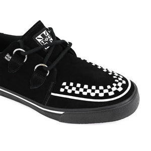 Pointed Creeper Sneaker Black White Suede Platform Shoes-TruClothing