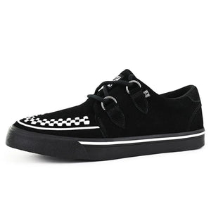 Pointed Creeper Sneaker Black White Suede Platform Shoes-TruClothing