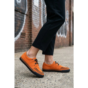 Pointed Creeper Sneaker Orange Cow Suede Platform Shoes-TruClothing