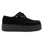 Viva High Creeper Black Suede Platform Lace-Up Goth Shoes-TruClothing